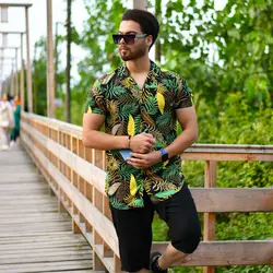 پیراهن مردانه هاوایی کد 16319