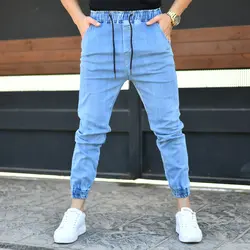 شلوار اسلش جین مردانه آبی روشن کد 16486