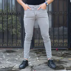 شلوار جین مردانه طوسی کد 17778