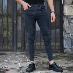 شلوار جین مردانه ذغالی کد 17779