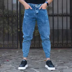 شلوار جین مردانه مام آبی کد 17886