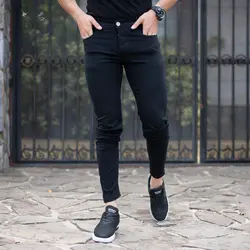 شلوار جین مردانه دمپا زیپ مشکی کد 17995