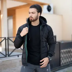 کاپشن مردانه کلاه‌دار کد 18113