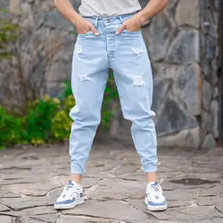 شلوار جین مردانه مام آبی کد 19305