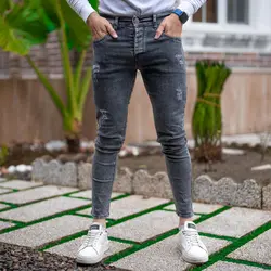 شلوار جین مردانه ذغالی کد 19300