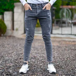 شلوار جین مردانه ذغالی کد 19524