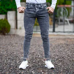 شلوار جین سایز بزرگ مردانه ذغالی کد 19525