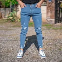 شلوار جین مردانه دمپا زیپ آبی کد 19661