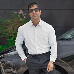 پیراهن مردانه سایز بزرگ سفید کد 19697