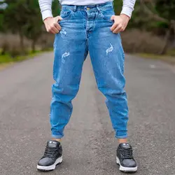 شلوار جین مردانه مام آبی کد 20076