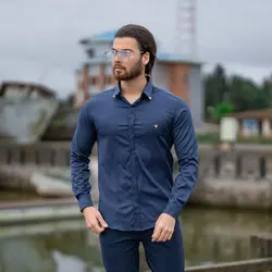 پیراهن مردانه ورساچه سرمه ای کد 20430