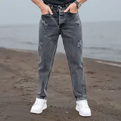 شلوار جین مردانه مام ذغالی کد 20759