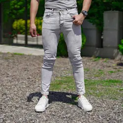 شلوار جین مردانه طوسی روشن کد 21066