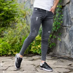 شلوار جین مردانه ذغالی کد 10358