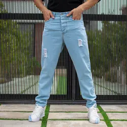 شلوار جین مردانه مام آبی روشن کد 8688