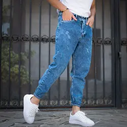 شلوار جین مردانه مام آبی کد 10166