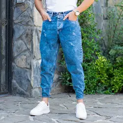 شلوار جین مردانه مام آبی کد 10019