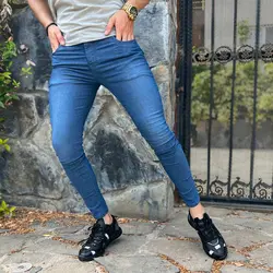 شلوار جین مردانه آبی کد 8028