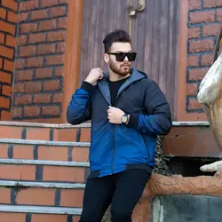 کاپشن شمعی مشکی آبی کد 4810