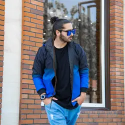 کاپشن شمعی مشکی آبی کد 10194