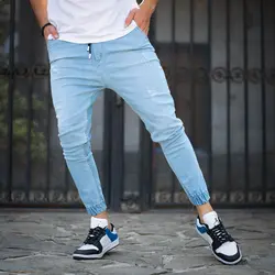 شلوار اسلش مردانه جین آبی روشن کد 10168