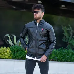 کاپشن چرم مردانه STYLE مشکی کد 9900
