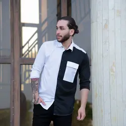 پیراهن مردانه مشکی سفید کد 9650