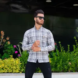 پیراهن مردانه چهارخانه POLO سفید کد 9195