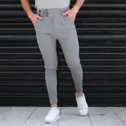 شلوار کتان مردانه کمر پهن طوسی کد 8386