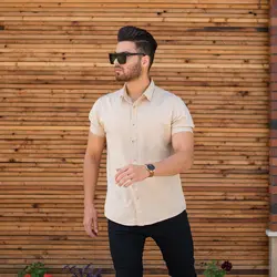 پیراهن مردانه ZARA کرم کد 8418