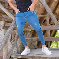 شلوار جین مردانه دمپا زیپ آبی کد 8289