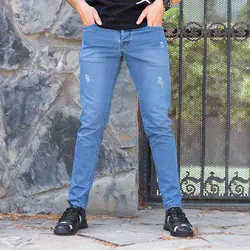 شلوار جین مردانه قواره بزرگ آبی کد 8038