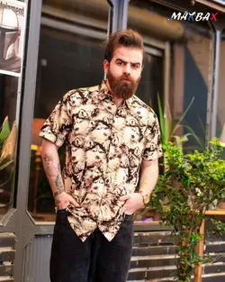 پیراهن هاوایی مردانه WOLF کد 7645