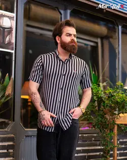 پیراهن مردانه راه راه CLASSIC طوسی