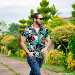 پیراهن هاوایی مردانه طرح برگ_کد 6967