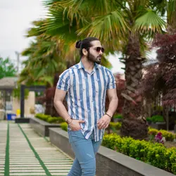 پیراهن مردانه راه راه LV آبی