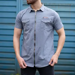 پیراهن مردانه آستین کوتاه RETOUR طوسی تیره