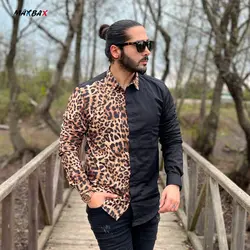 پیراهن مردانه آستین بلند پلنگی_کد 6055