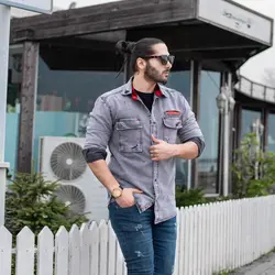 پیراهن لی ضخیم مردانه DSQUARED طوسی_کد 4769