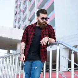 پیراهن پشمی چهارخانه زرشکی_کد 3949