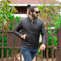 کاپشن چرم مردانه G-STAR مشکی_کد 4127