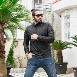 کاپشن چرم مردانه G-STAR مشکی_کد 4133