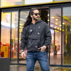 هودی جین مردانه ذغالی _کد 4345