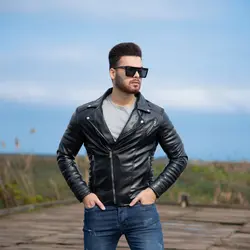 کاپشن چرم مردانهITALY مشکی_کد 4533