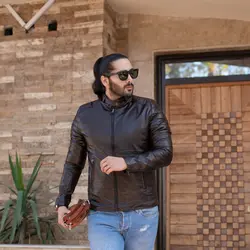 کاپشن چرم مردانه G-STAR قهوه ای تیره_کد 4528
