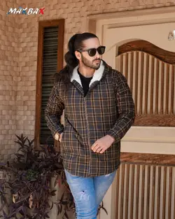 سوییشرت چهارخانه خاکستری _کد 4494