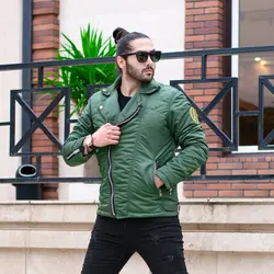 کاپشن خلبانی زیپ کج GUCCI زیتونی
