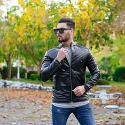 کاپشن چرم مردانه DIOR مشکی_کد 4354