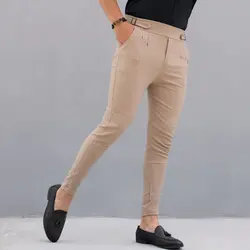 شلوار کتان کمر پهن کرم_کد 3097