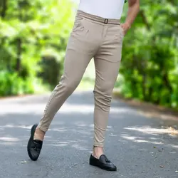 شلوار کتان کمر پهن کرم_کد 3036